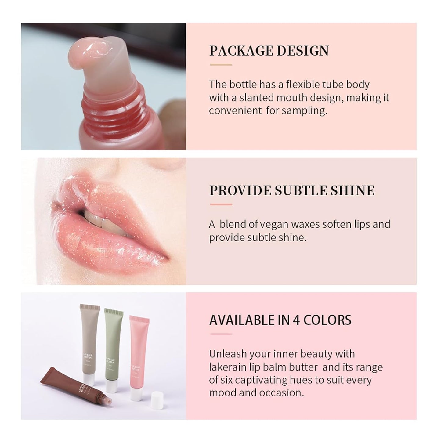 Luxurious Glossy Lip Balm Butter - Hydrating Peptide Lip Tint & Stain in 4 Beautiful Shades for Ultimate Nourishment and Repair