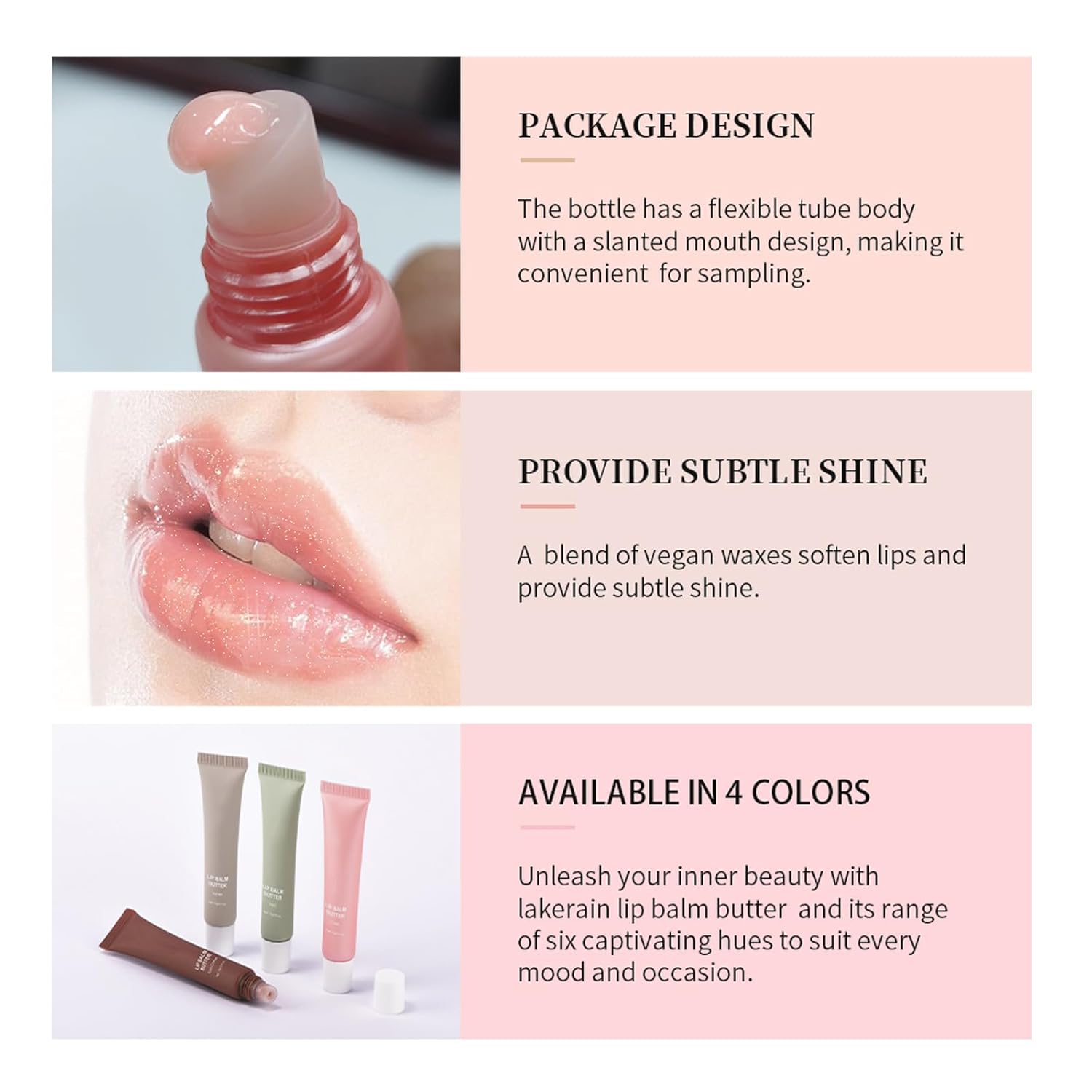 Luxurious Glossy Lip Balm Butter - Hydrating Peptide Lip Tint & Stain in 4 Beautiful Shades for Ultimate Nourishment and Repair