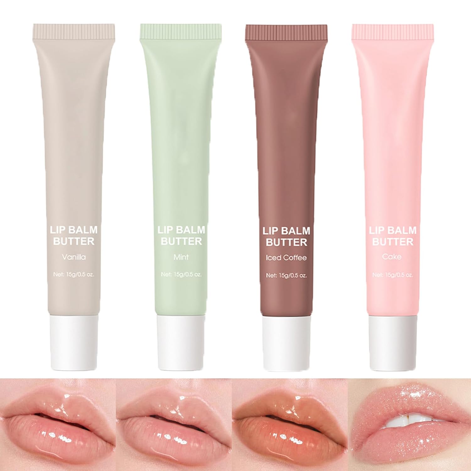 Luxurious Glossy Lip Balm Butter - Hydrating Peptide Lip Tint & Stain in 4 Beautiful Shades for Ultimate Nourishment and Repair