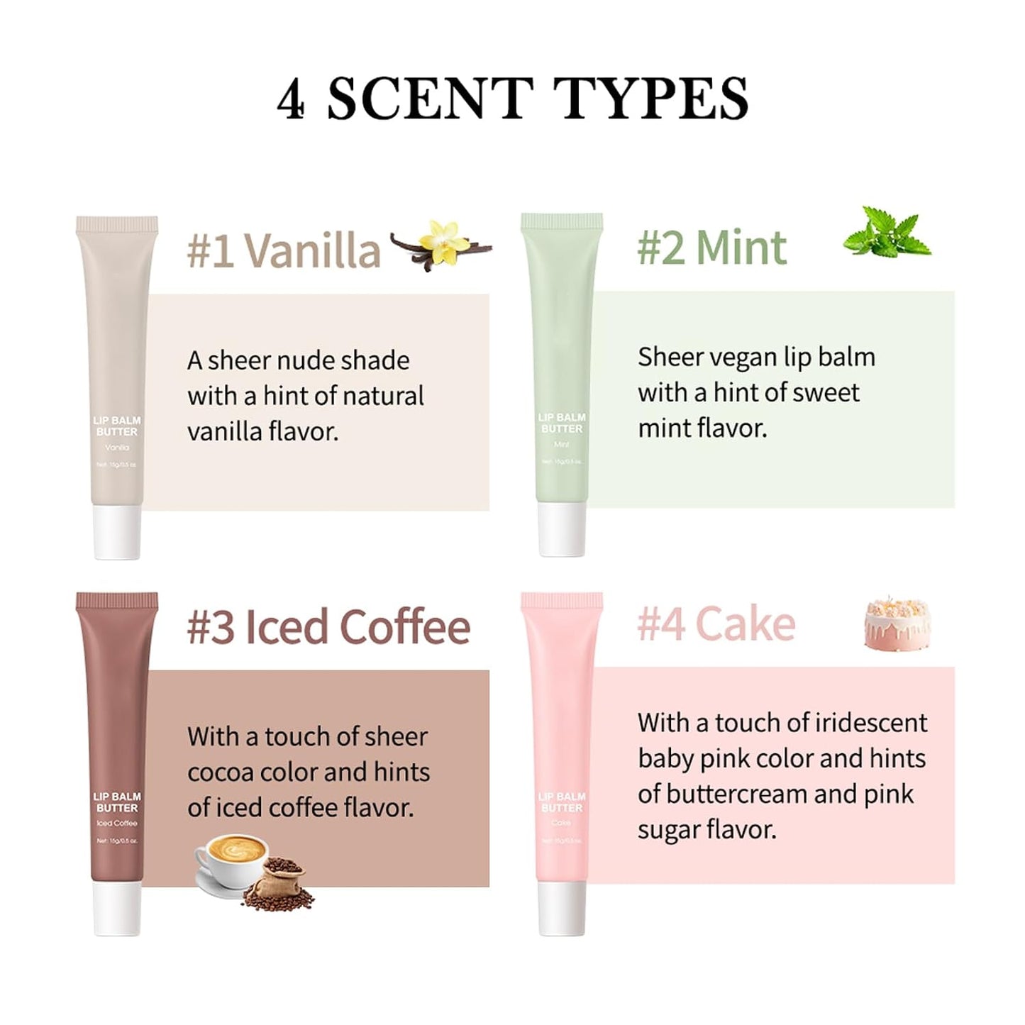 Luxurious Glossy Lip Balm Butter - Hydrating Peptide Lip Tint & Stain in 4 Beautiful Shades for Ultimate Nourishment and Repair